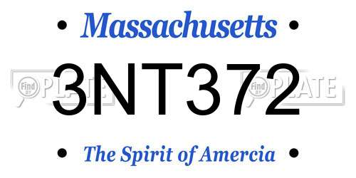 3NT372 Massachusetts License Plate