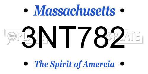 3NT782 Massachusetts License Plate