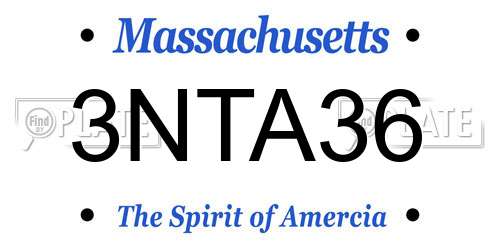 3NTA36 Massachusetts License Plate
