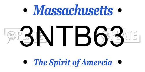 3NTB63 Massachusetts License Plate