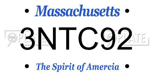 3NTC92 Massachusetts License Plate