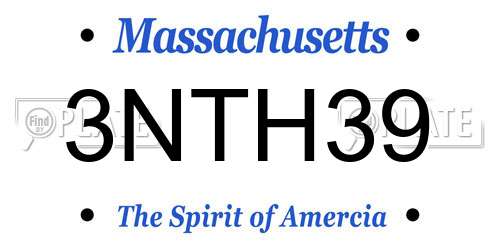 3NTH39 Massachusetts License Plate