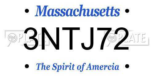 3NTJ72 Massachusetts License Plate