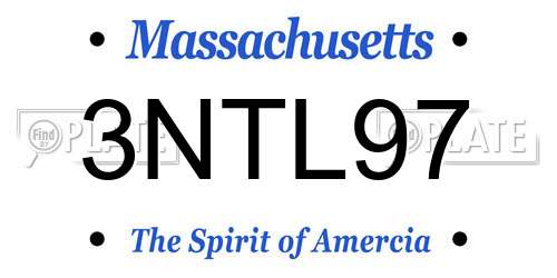 3NTL97 Massachusetts License Plate