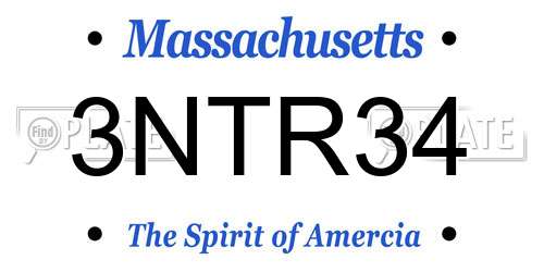 3NTR34 Massachusetts License Plate