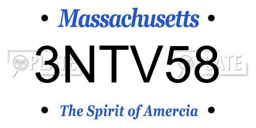 3NTV58 Massachusetts License Plate