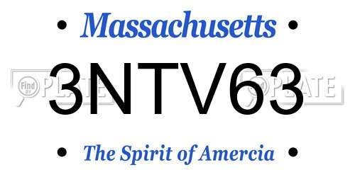 3NTV63 Massachusetts License Plate