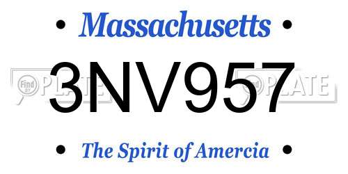 3NV957 Massachusetts License Plate