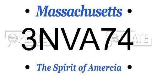 3NVA74 Massachusetts License Plate