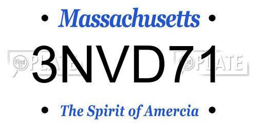3NVD71 Massachusetts License Plate