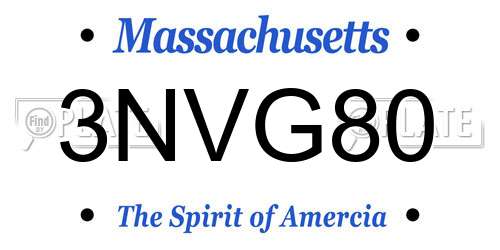 3NVG80 Massachusetts License Plate