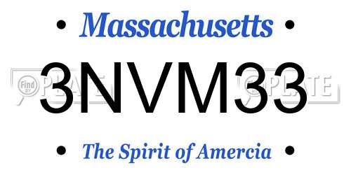 3NVM33 Massachusetts License Plate