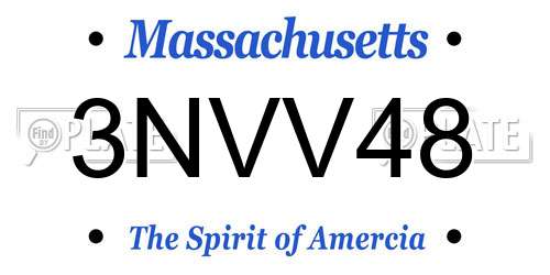 3NVV48 Massachusetts License Plate
