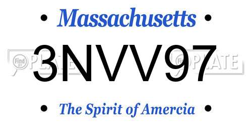 3NVV97 Massachusetts License Plate