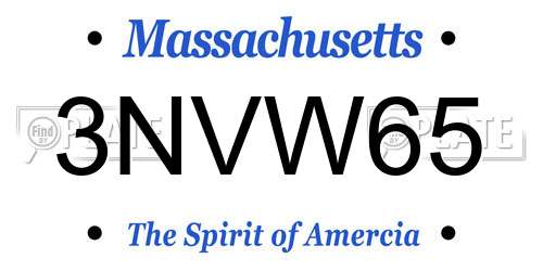 3NVW65 Massachusetts License Plate