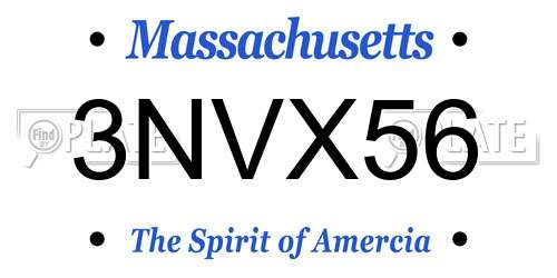 3NVX56 Massachusetts License Plate
