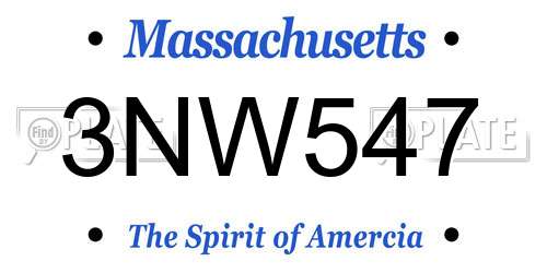3NW547 Massachusetts License Plate