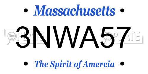 3NWA57 Massachusetts License Plate
