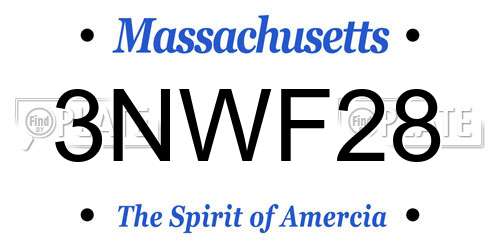 3NWF28 Massachusetts License Plate