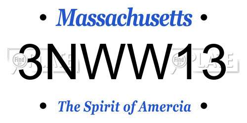 3NWW13 Massachusetts License Plate