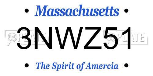 3NWZ51 Massachusetts License Plate