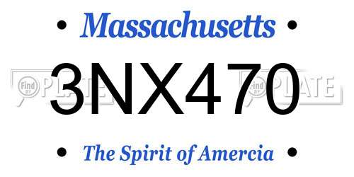 3NX470 Massachusetts License Plate