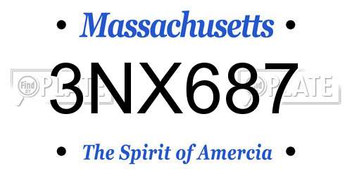 3NX687 Massachusetts License Plate