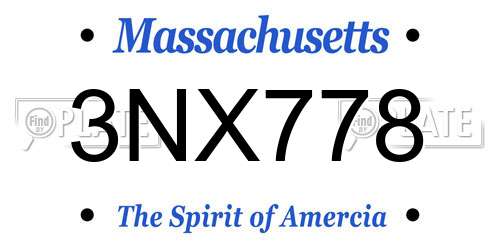 3NX778 Massachusetts License Plate