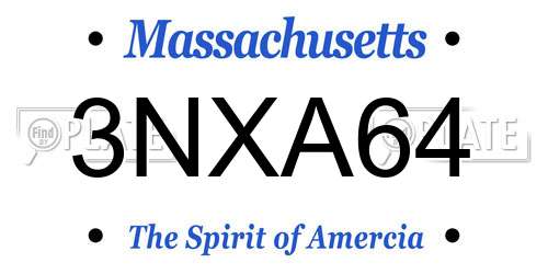 3NXA64 Massachusetts License Plate