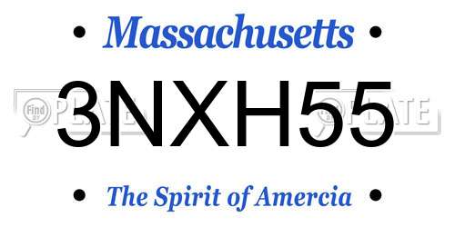 3NXH55 Massachusetts License Plate