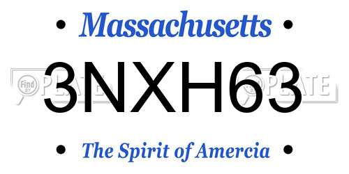3NXH63 Massachusetts License Plate