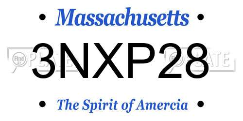 3NXP28 Massachusetts License Plate