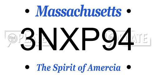 3NXP94 Massachusetts License Plate