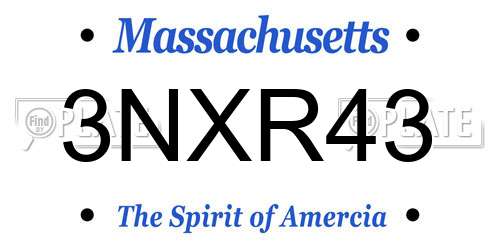 3NXR43 Massachusetts License Plate