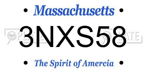 3NXS58 Massachusetts License Plate