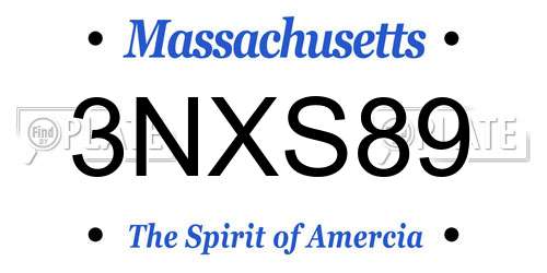 3NXS89 Massachusetts License Plate