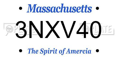 3NXV40 Massachusetts License Plate