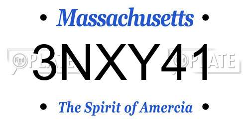 3NXY41 Massachusetts License Plate