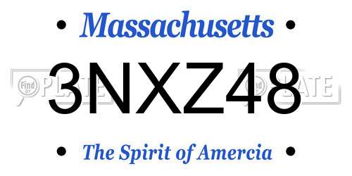3NXZ48 Massachusetts License Plate