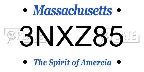 3NXZ85 Massachusetts License Plate