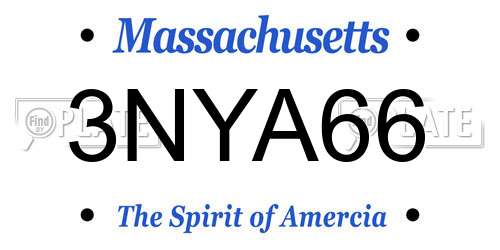 3NYA66 Massachusetts License Plate