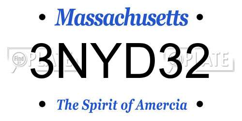 3NYD32 Massachusetts License Plate