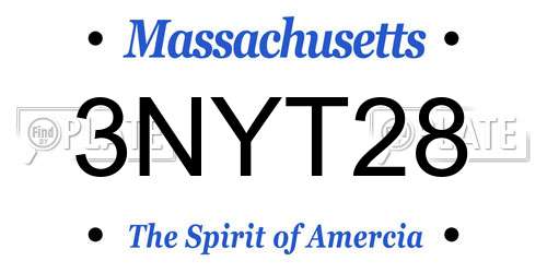 3NYT28 Massachusetts License Plate