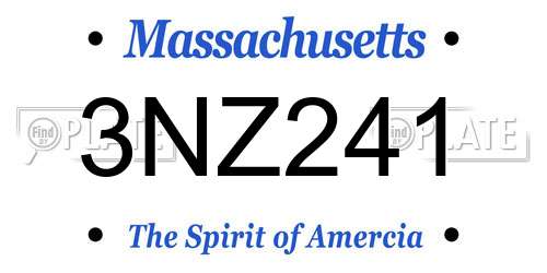 3NZ241 Massachusetts License Plate