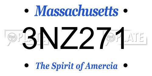 3NZ271 Massachusetts License Plate