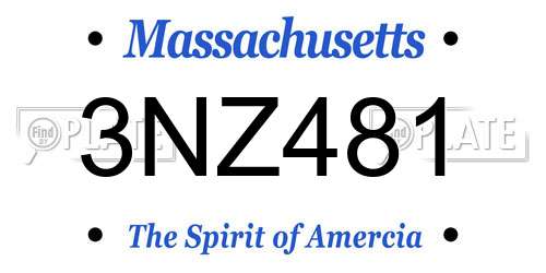 3NZ481 Massachusetts License Plate