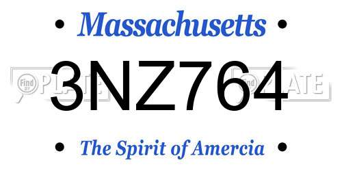 3NZ764 Massachusetts License Plate