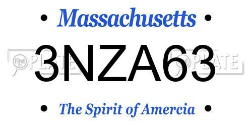 3NZA63 Massachusetts License Plate