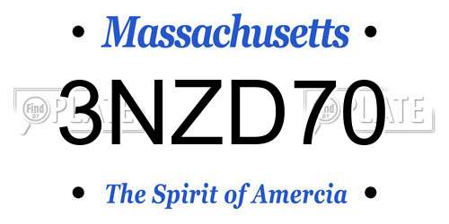 3NZD70 Massachusetts License Plate