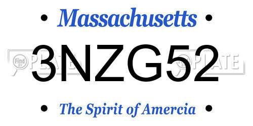 3NZG52 Massachusetts License Plate